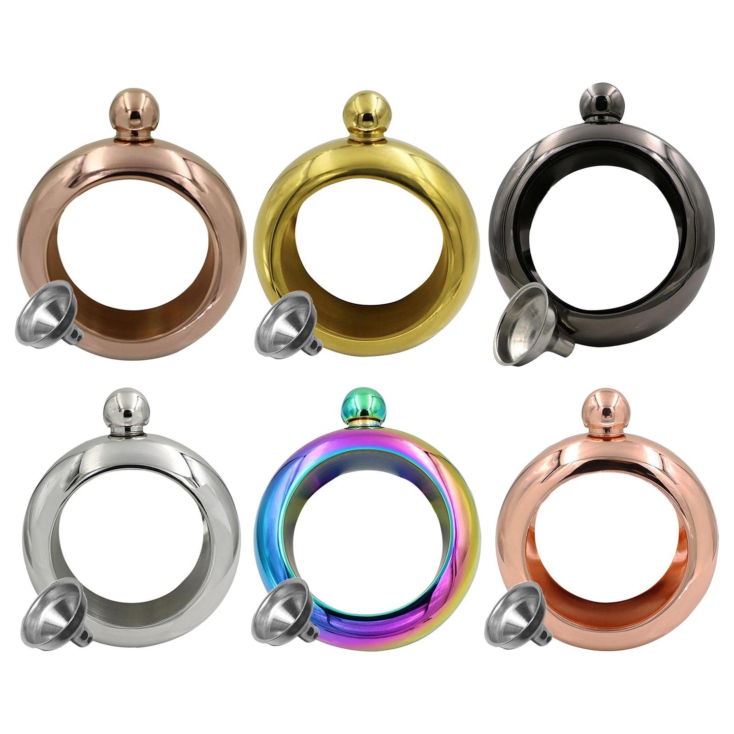 Bracelet Wine Flask with Funnel for Outdoor Camping Hiking Silver