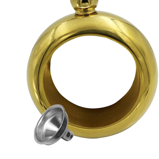 Bracelet Wine Flask with Funnel for Outdoor Camping Hiking Golden