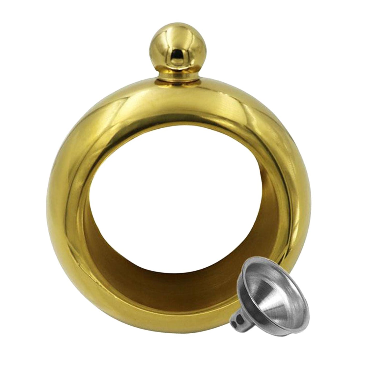 Bracelet Wine Flask with Funnel for Outdoor Camping Hiking Golden