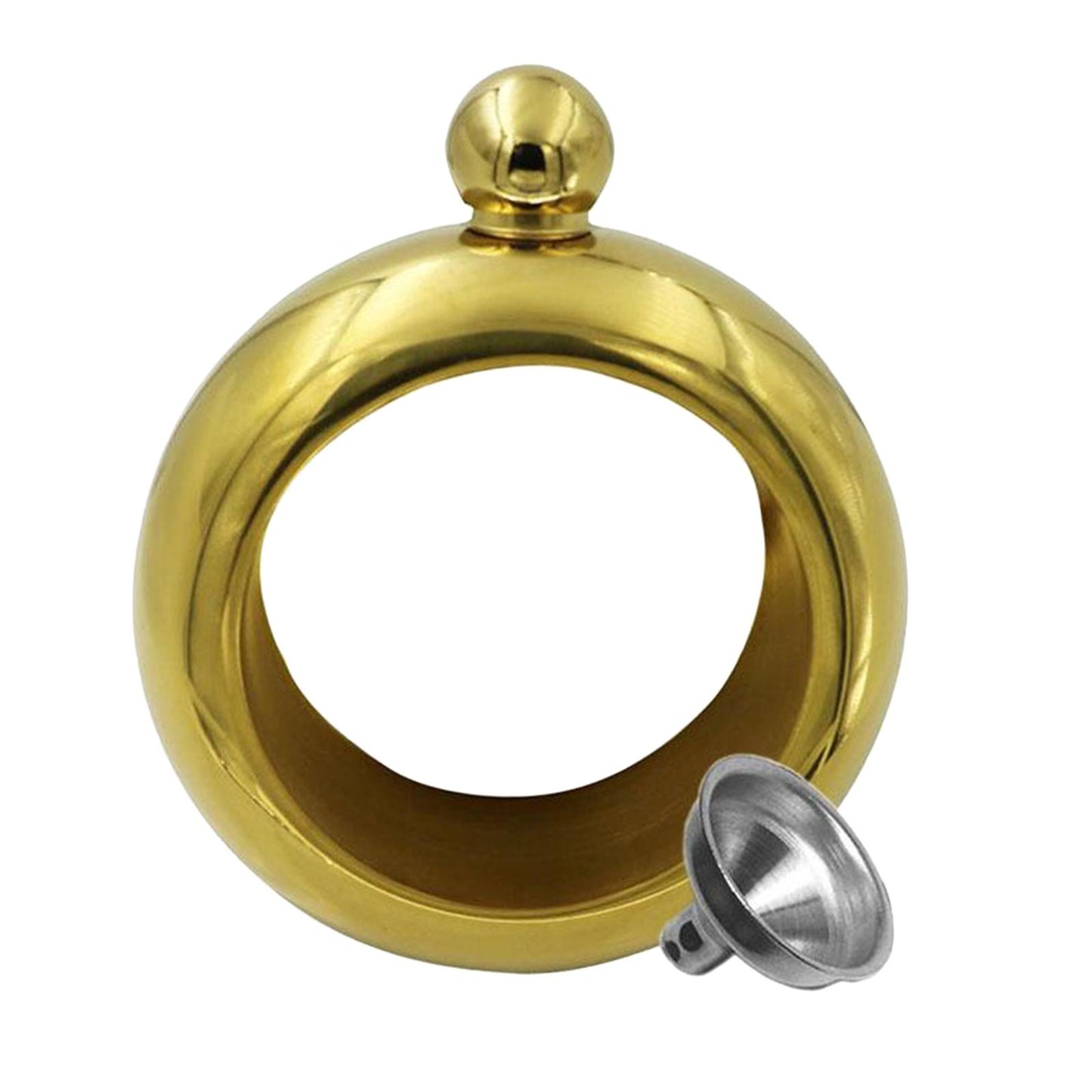 Bracelet Wine Flask with Funnel for Outdoor Camping Hiking Golden