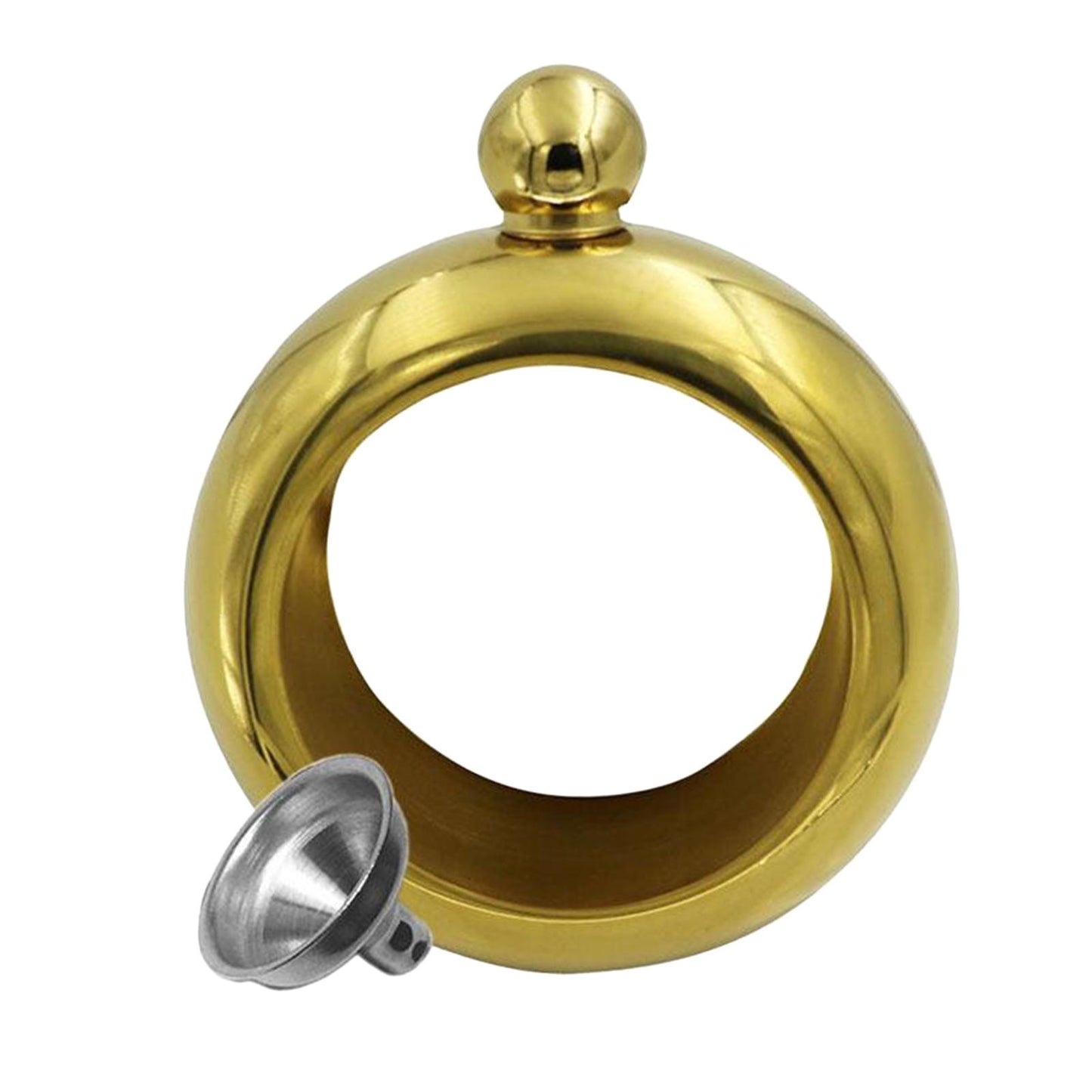 Bracelet Wine Flask with Funnel for Outdoor Camping Hiking Golden