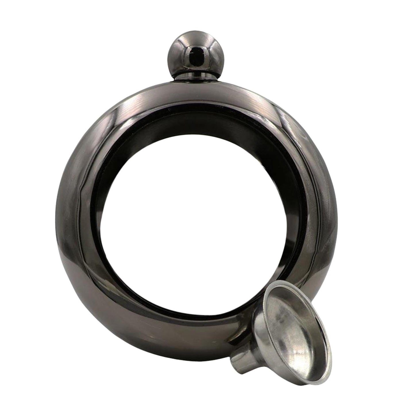 Bracelet Wine Flask with Funnel for Outdoor Camping Hiking Black