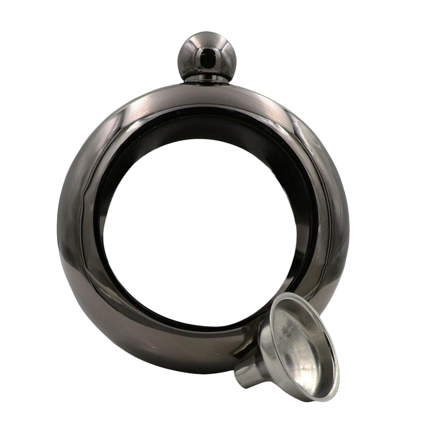 Bracelet Wine Flask with Funnel for Outdoor Camping Hiking Black