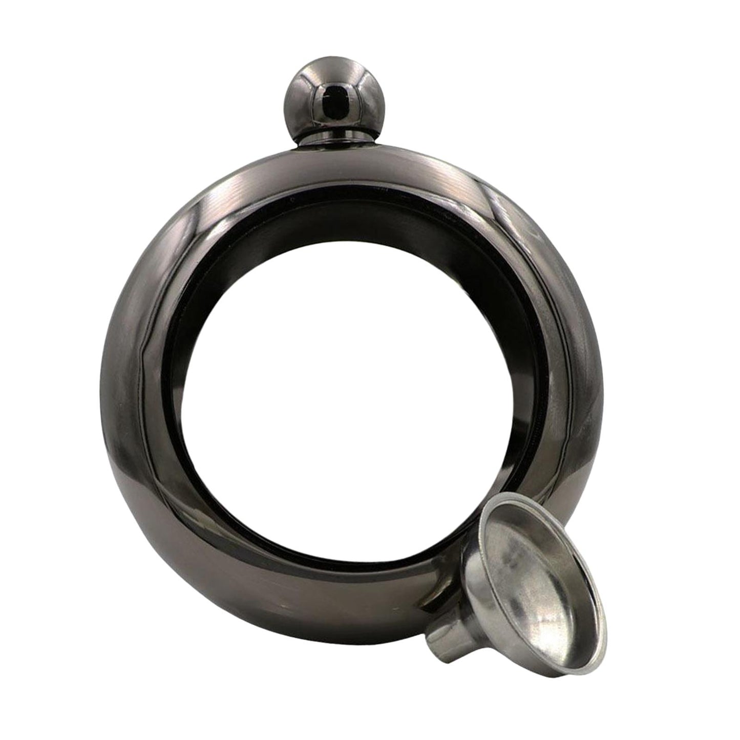 Bracelet Wine Flask with Funnel for Outdoor Camping Hiking Black