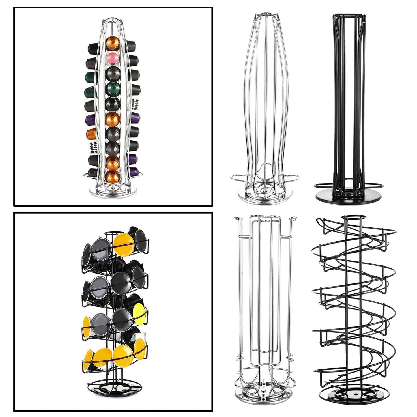 COFFEE POD COFFEE CAPSULE RACK HOLDER DISPENSER STORAGE STAND Holds 40 Black