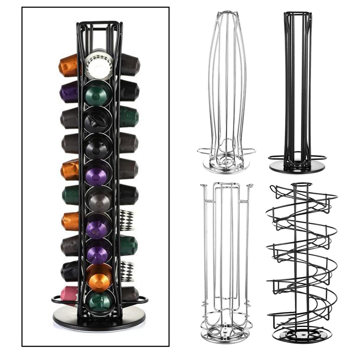 COFFEE POD COFFEE CAPSULE RACK HOLDER DISPENSER STORAGE STAND Holds 40 Black