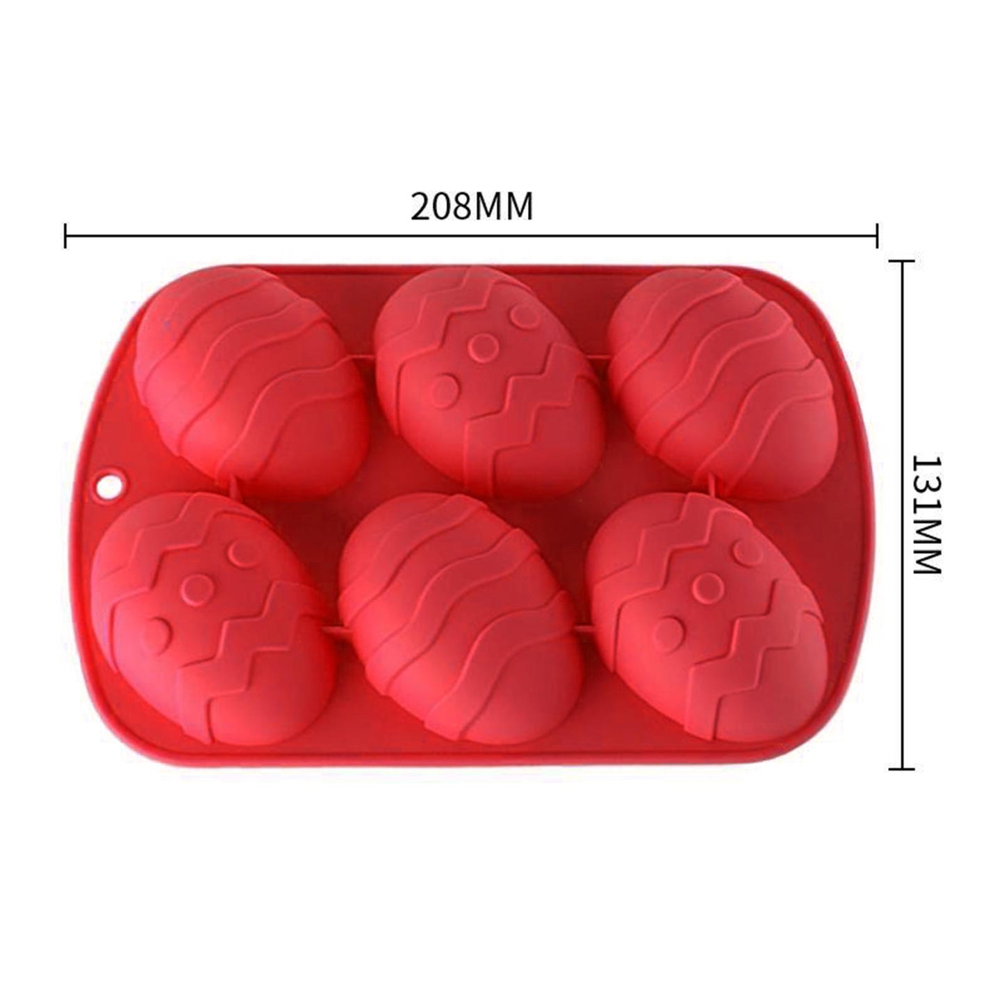 6 Hole Dinosaur Egg Silicone Mold for Cake Chocolate Kitchen Tool Red