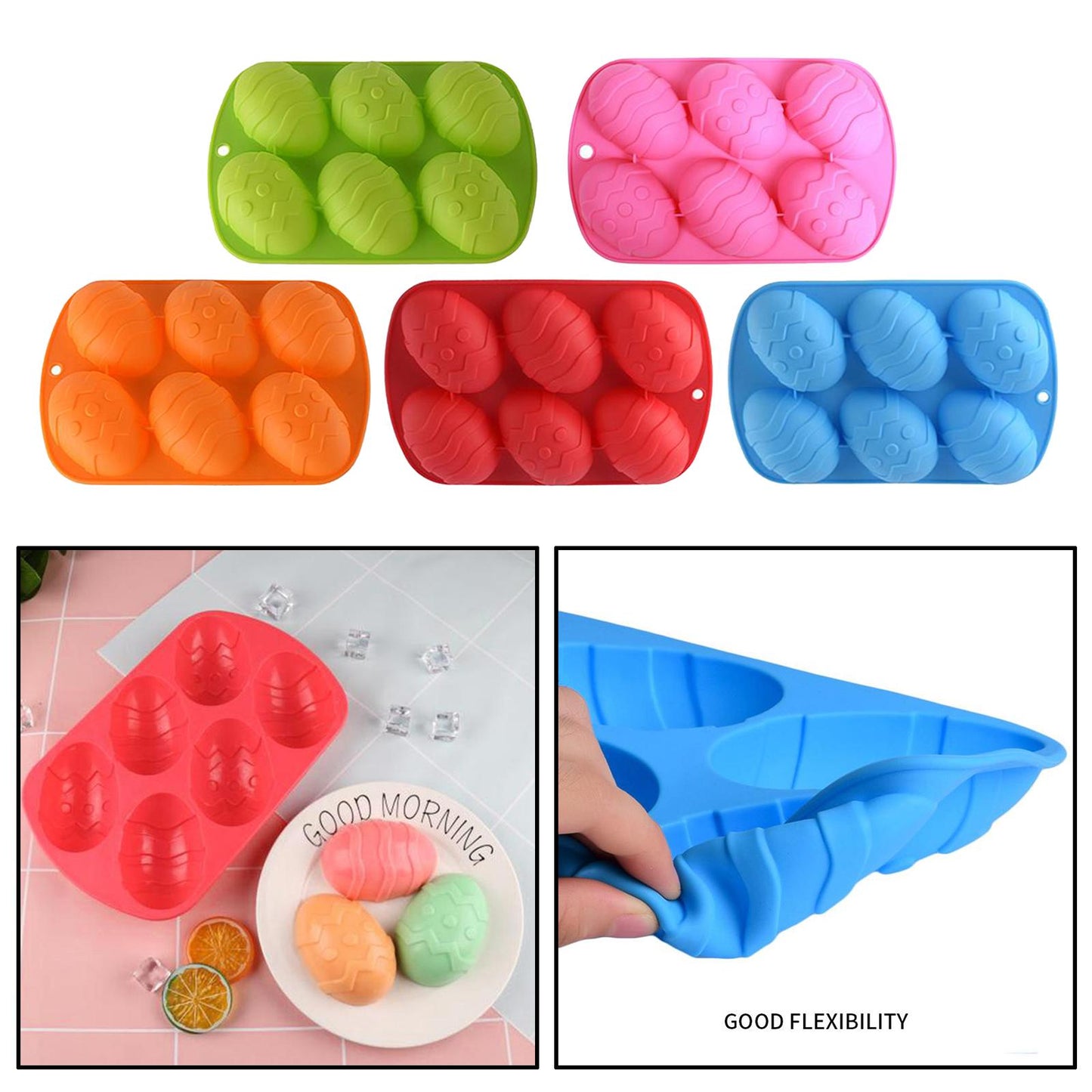 6 Hole Dinosaur Egg Silicone Mold for Cake Chocolate Kitchen Tool Red