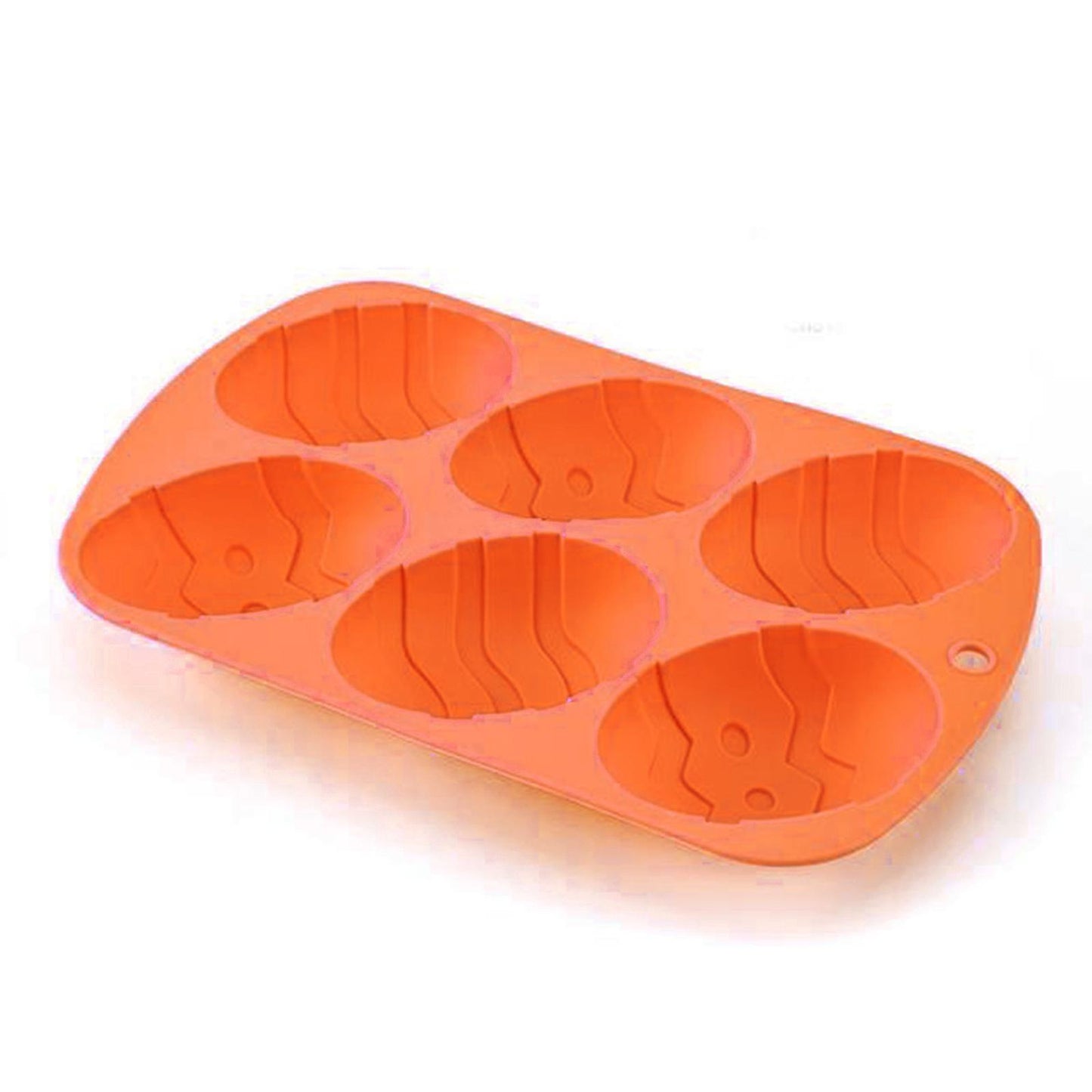 6 Hole Dinosaur Egg Silicone Mold for Cake Chocolate Kitchen Tool Orange