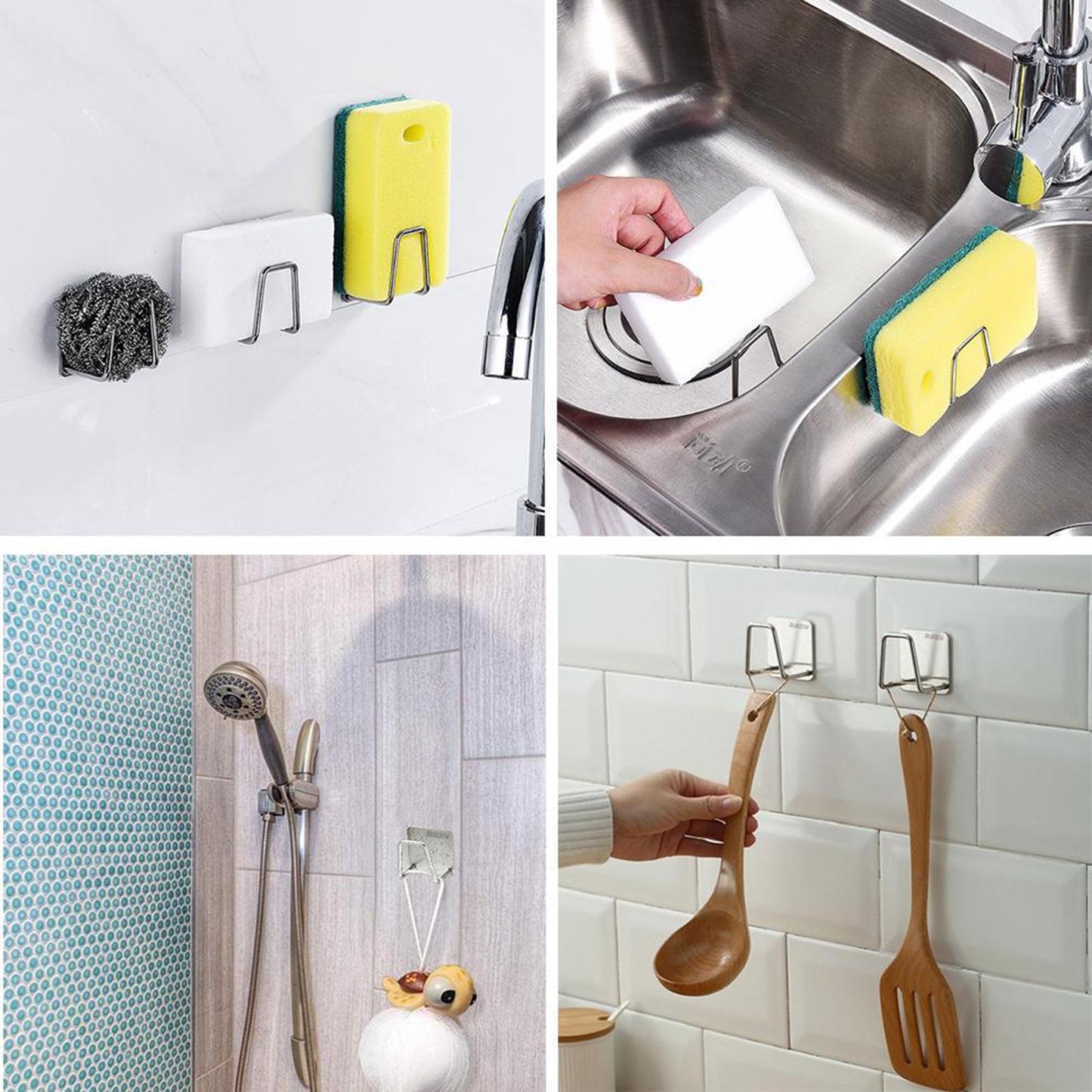 Sink Drain Rack Adhesive Sponge Holders Sponge Holder Shelf Black