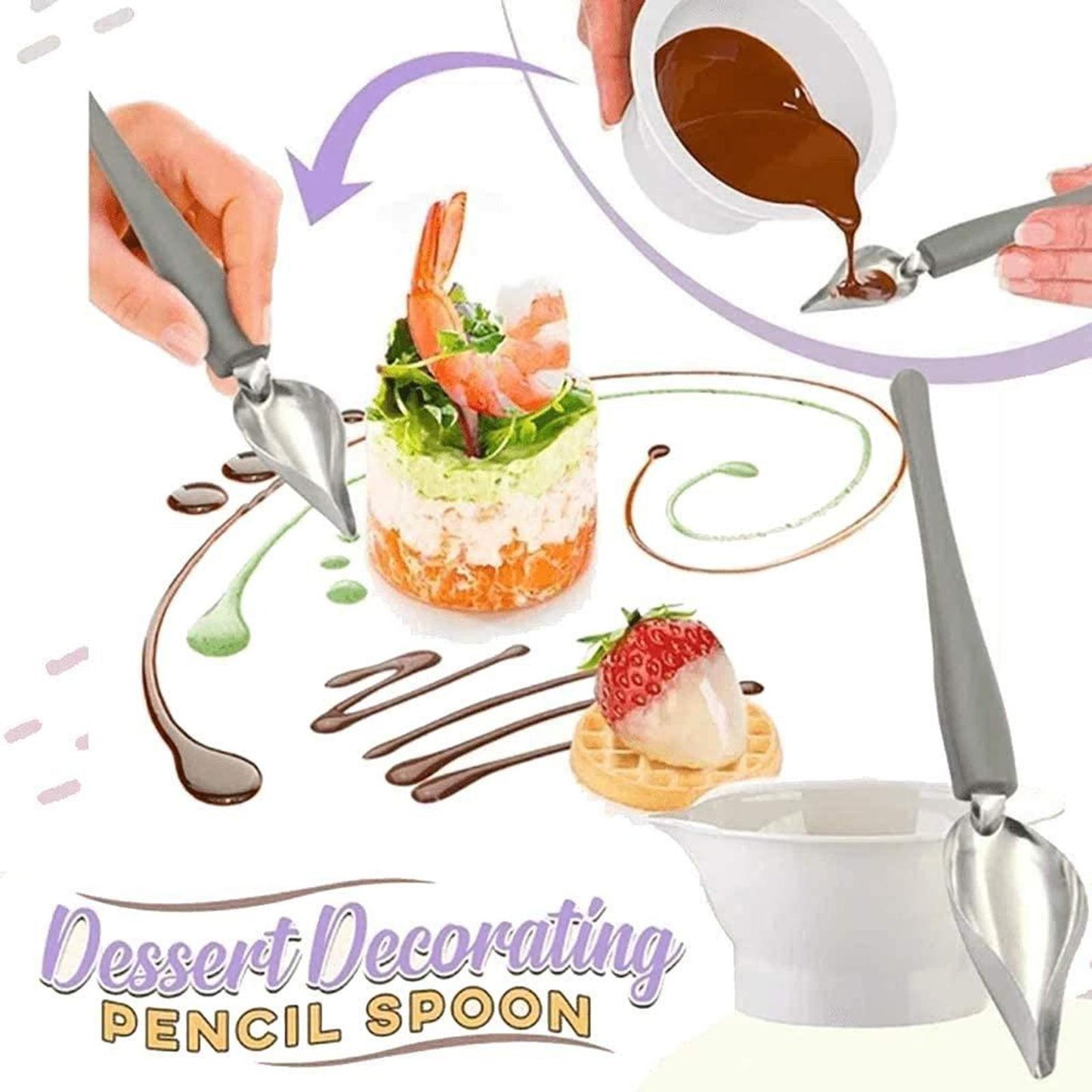 Plate Dish Sauce Painting Pencil Coffee Art Draw Tool Spoon Small Large Set