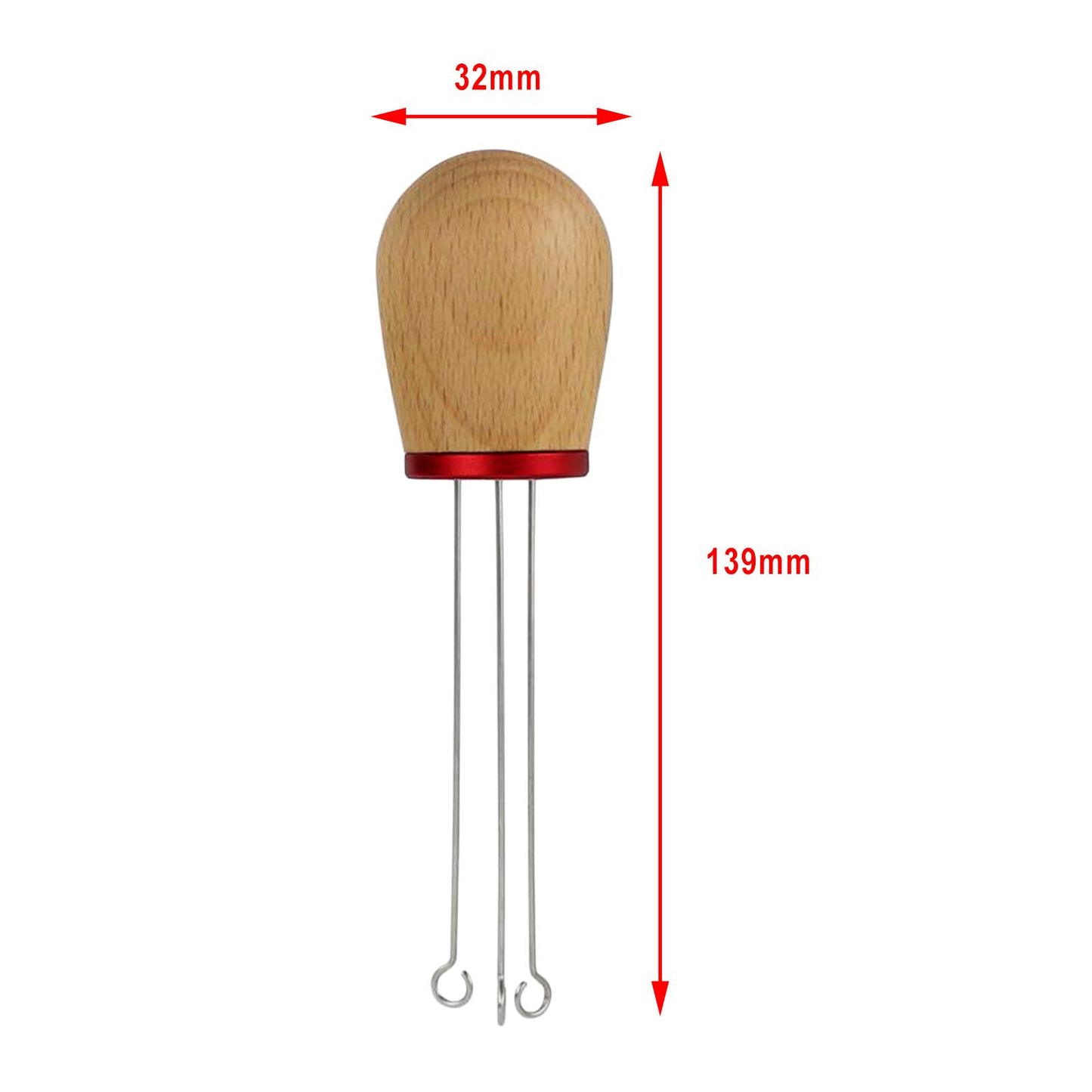 Stainless Steel Coffee Tamper Wider Stir Area Leveler Needle Beech Wood
