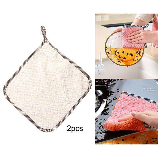 2PCS Super Absorbent Microfiber Kitchen Cloth Dish Cleaning Towel White