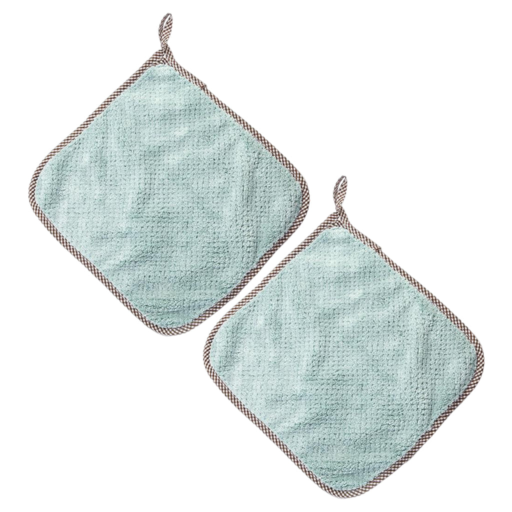 2PCS Super Absorbent Microfiber Kitchen Cloth Dish Cleaning Towel Blue