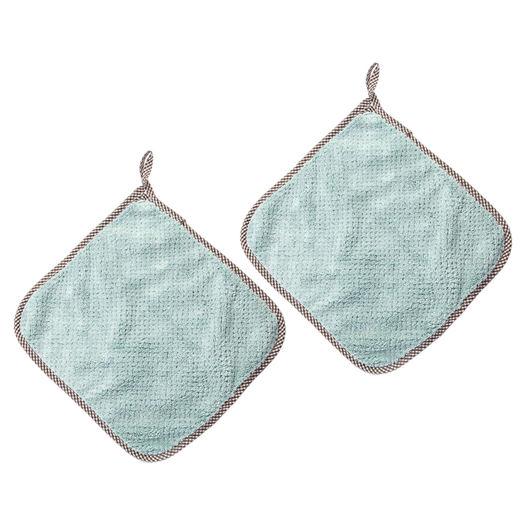 2PCS Super Absorbent Microfiber Kitchen Cloth Dish Cleaning Towel Blue