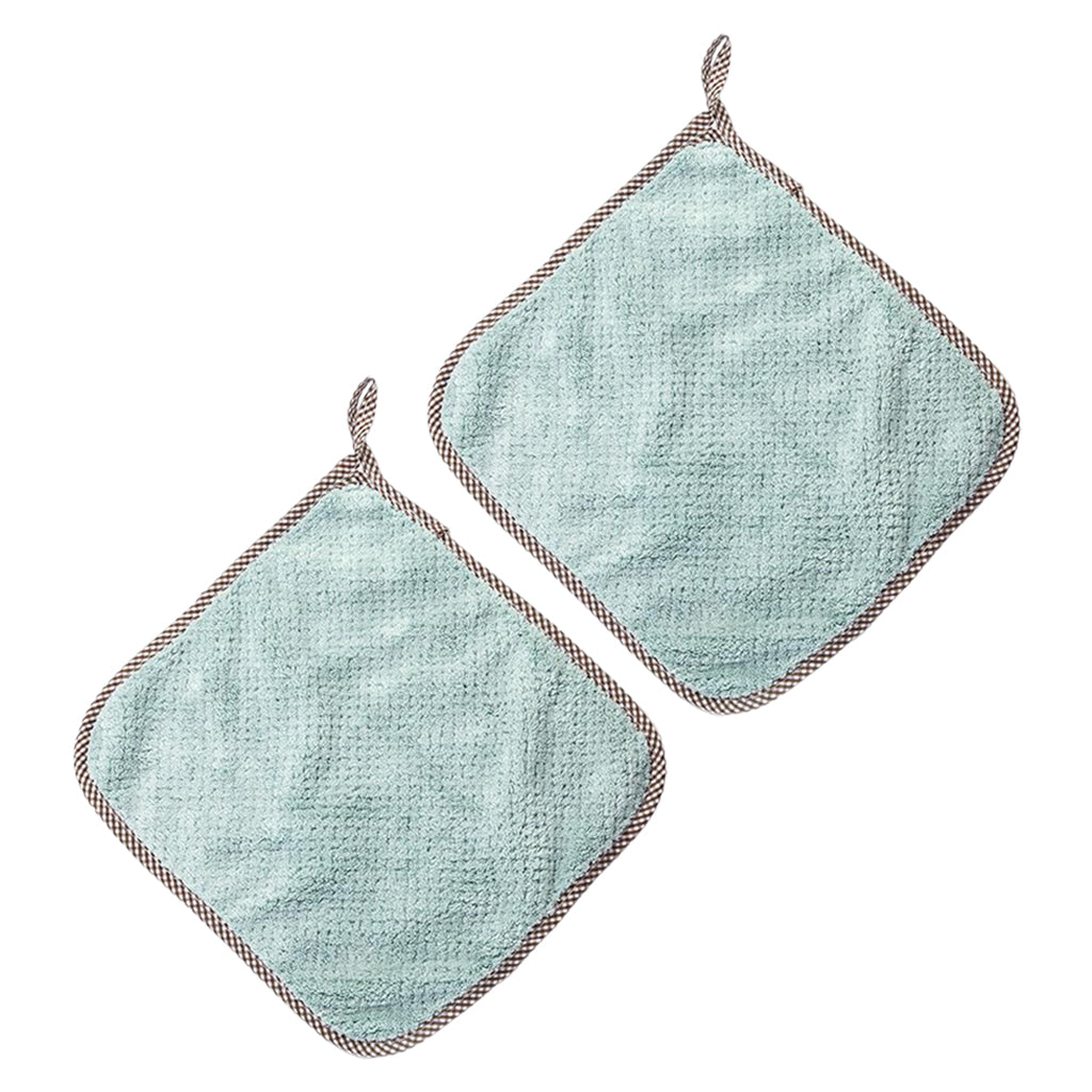 2PCS Super Absorbent Microfiber Kitchen Cloth Dish Cleaning Towel Blue
