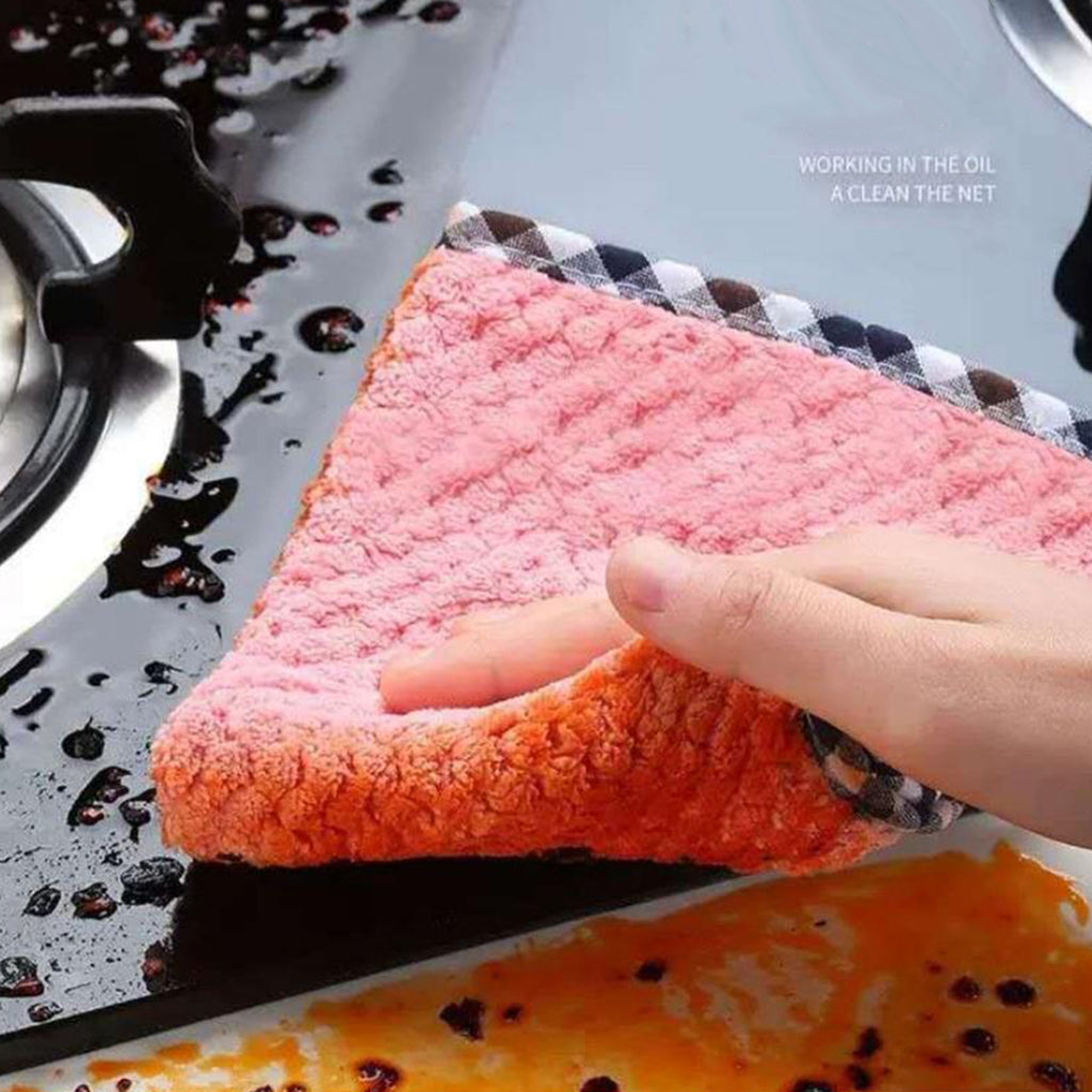 2PCS Super Absorbent Microfiber Kitchen Cloth Dish Cleaning Towel Pink