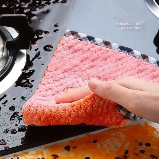 2PCS Super Absorbent Microfiber Kitchen Cloth Dish Cleaning Towel Pink