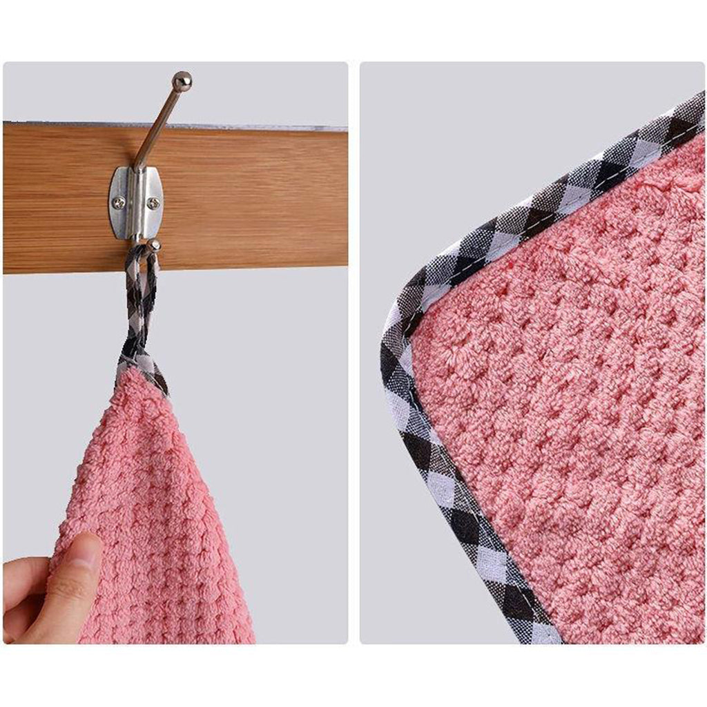 2PCS Super Absorbent Microfiber Kitchen Cloth Dish Cleaning Towel Pink
