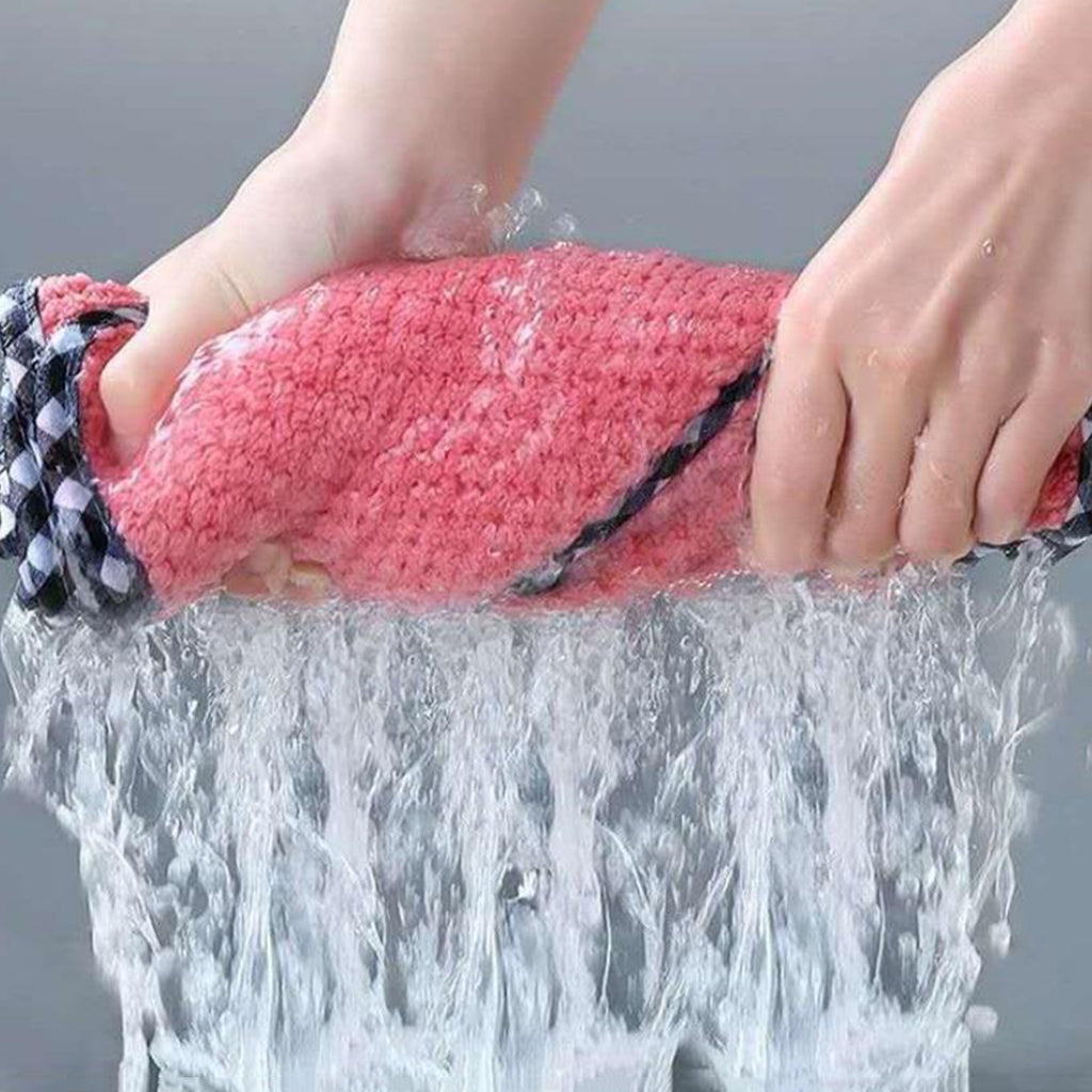 2PCS Super Absorbent Microfiber Kitchen Cloth Dish Cleaning Towel Pink