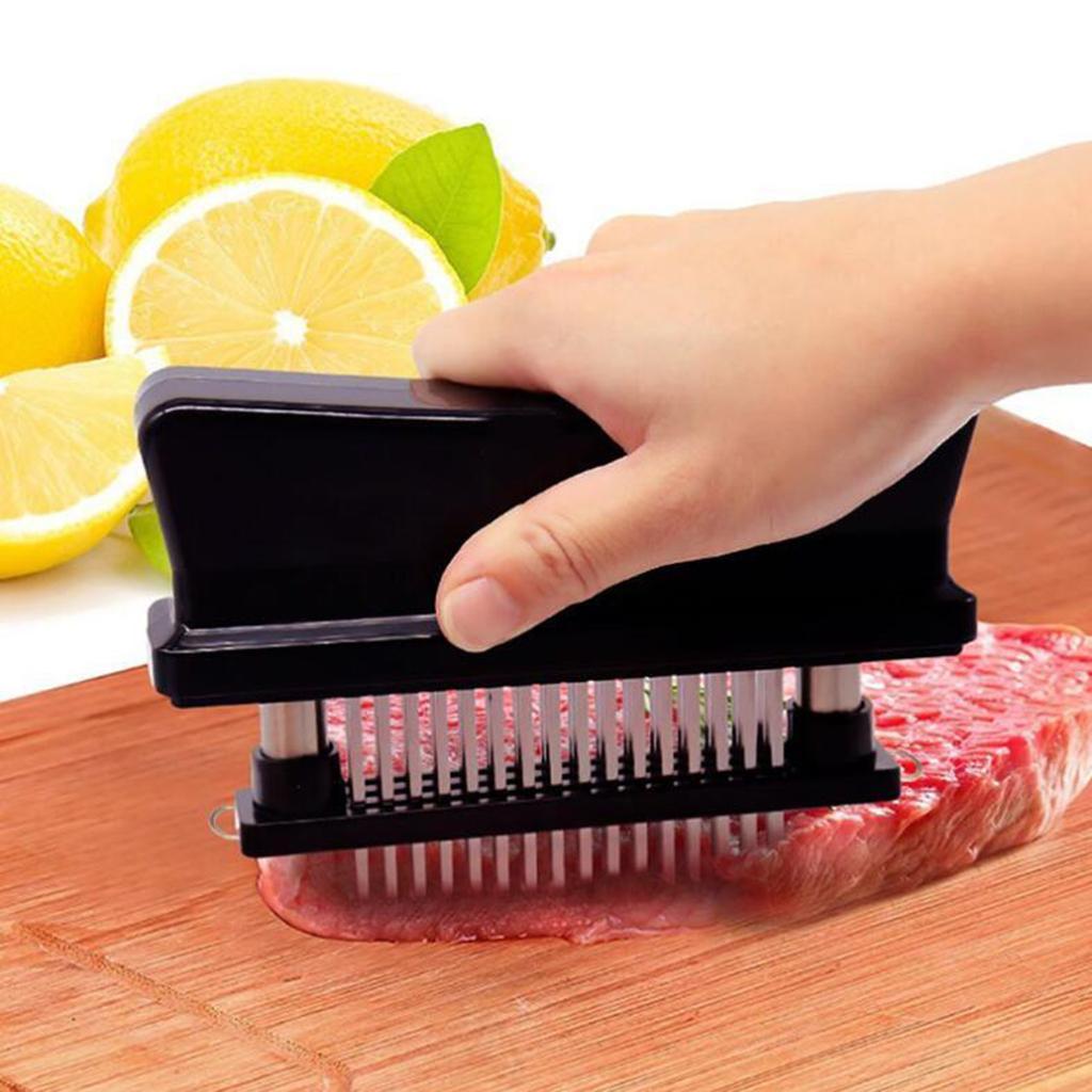 48 Needle Meat Tenderizer Stainless Steel Beef Steak Mallet Cooking Black