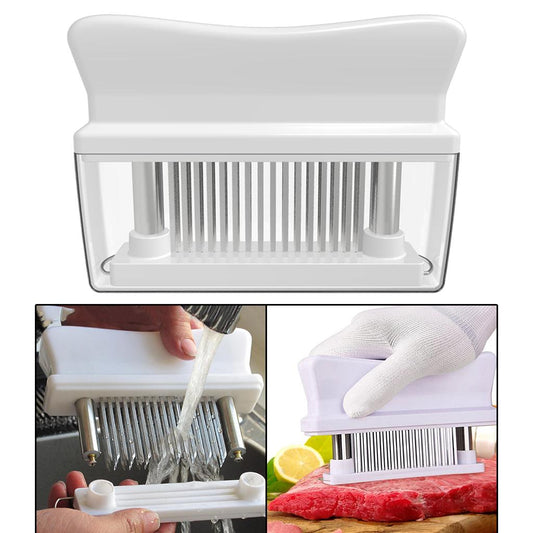 48 Needle Meat Tenderizer Stainless Steel Beef Steak Mallet Cooking White