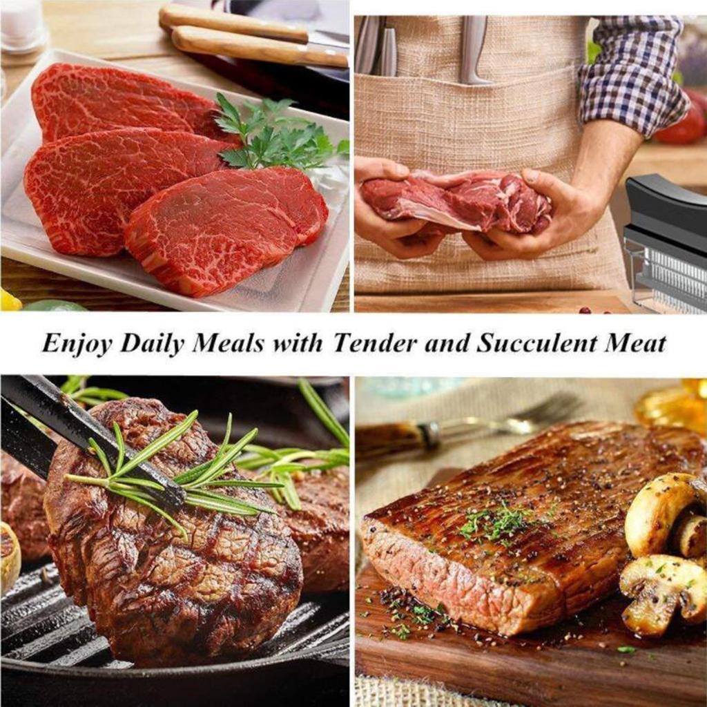 48 Needle Meat Tenderizer Stainless Steel Beef Steak Mallet Cooking White