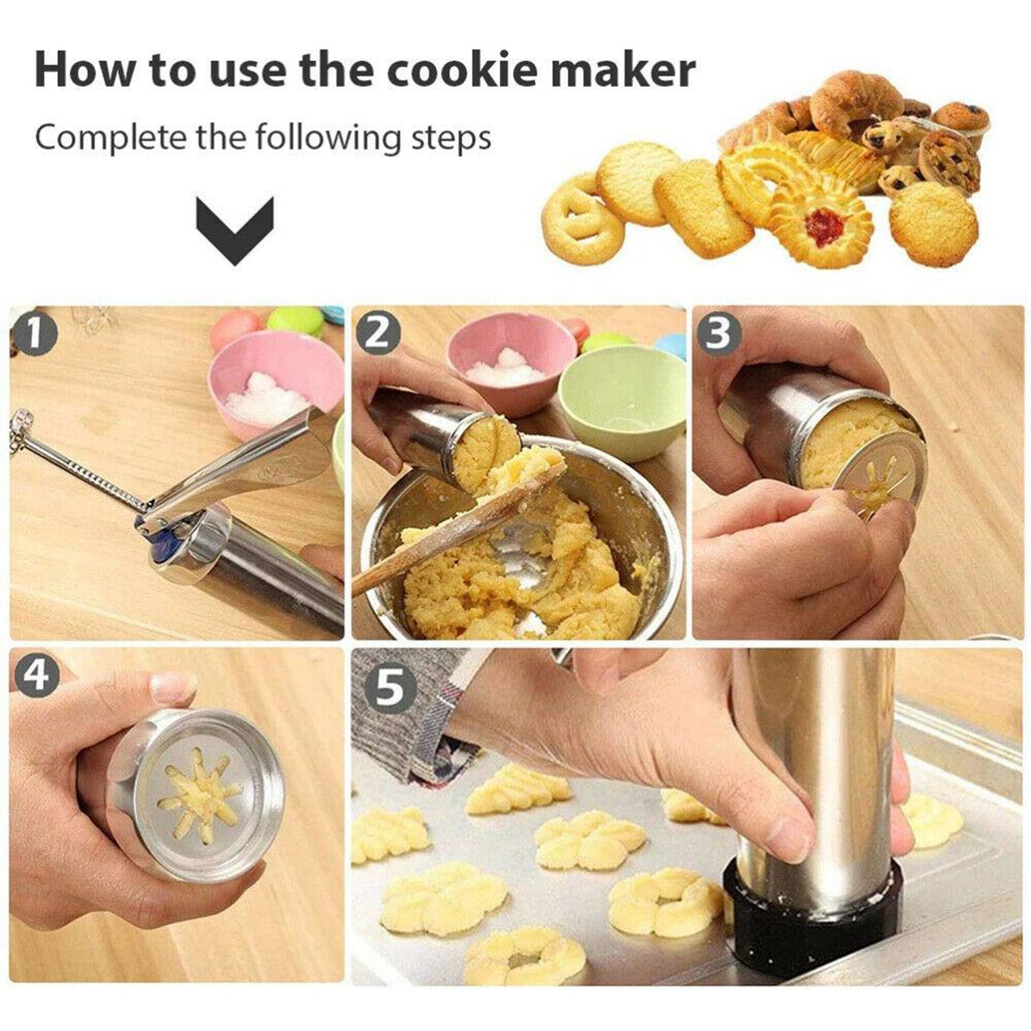 Cookie Press Cake Decoration Tool with Decorating Tips for Baking DIY Cake
