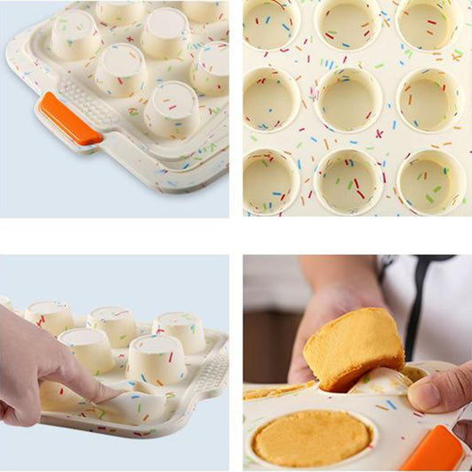 Muffin Pan Cupcake Pan Silicone Baking Mold Non-Stick for Kitchen Coloful