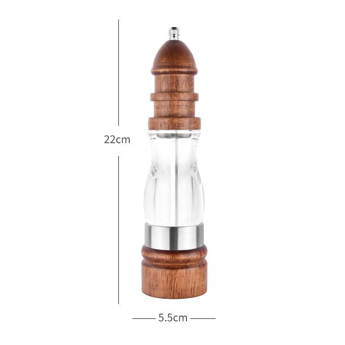 Salt and Pepper Grinder Hand Movement Acrylic Wood Pepper Mill 2 Pieces