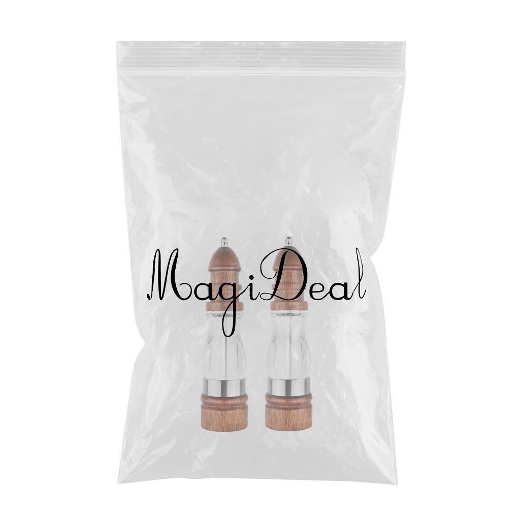 Salt and Pepper Grinder Hand Movement Acrylic Wood Pepper Mill 2 Pieces