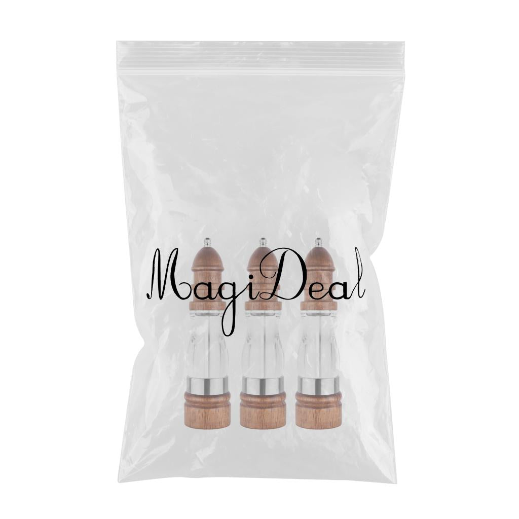 Salt and Pepper Grinder Hand Movement Acrylic Wood Pepper Mill 3 Pieces