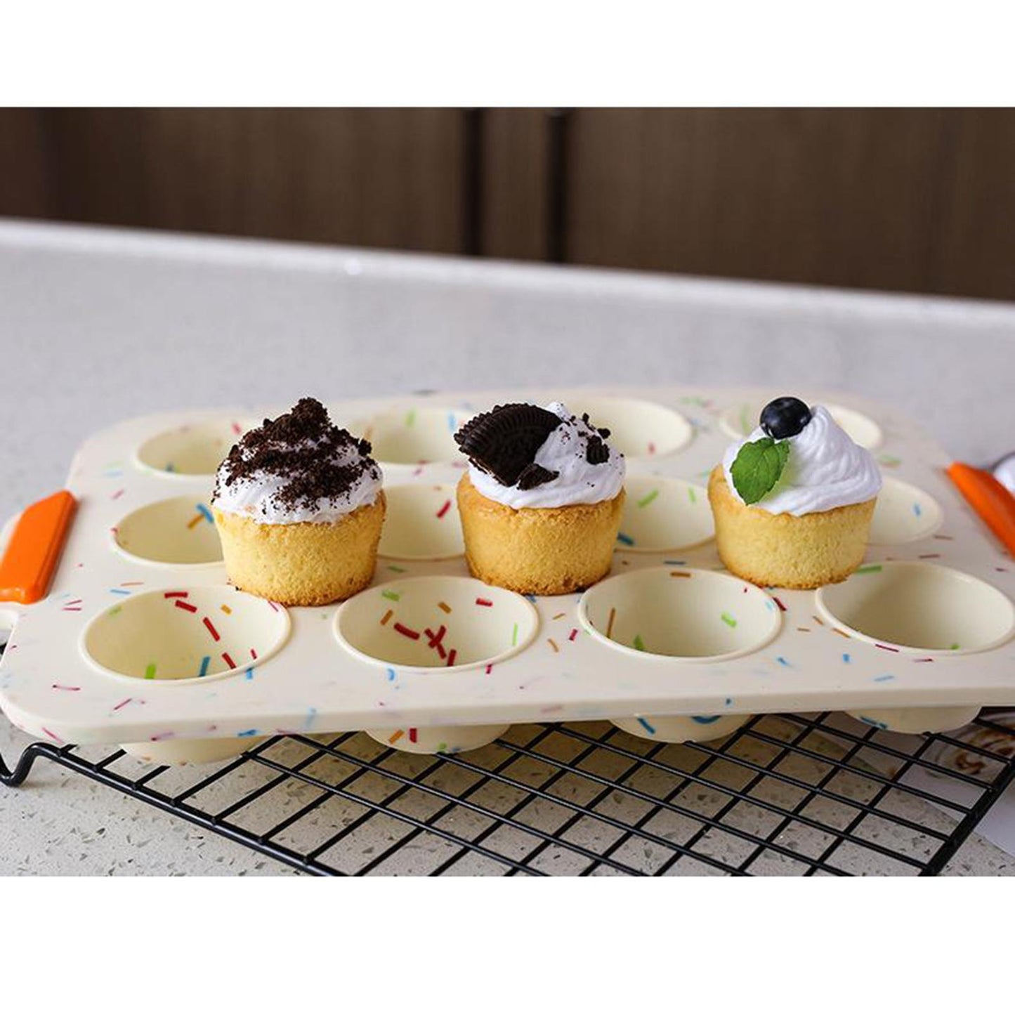 Muffin Pan Cupcake Pan Silicone Baking Mold Non-Stick for Kitchen Blue