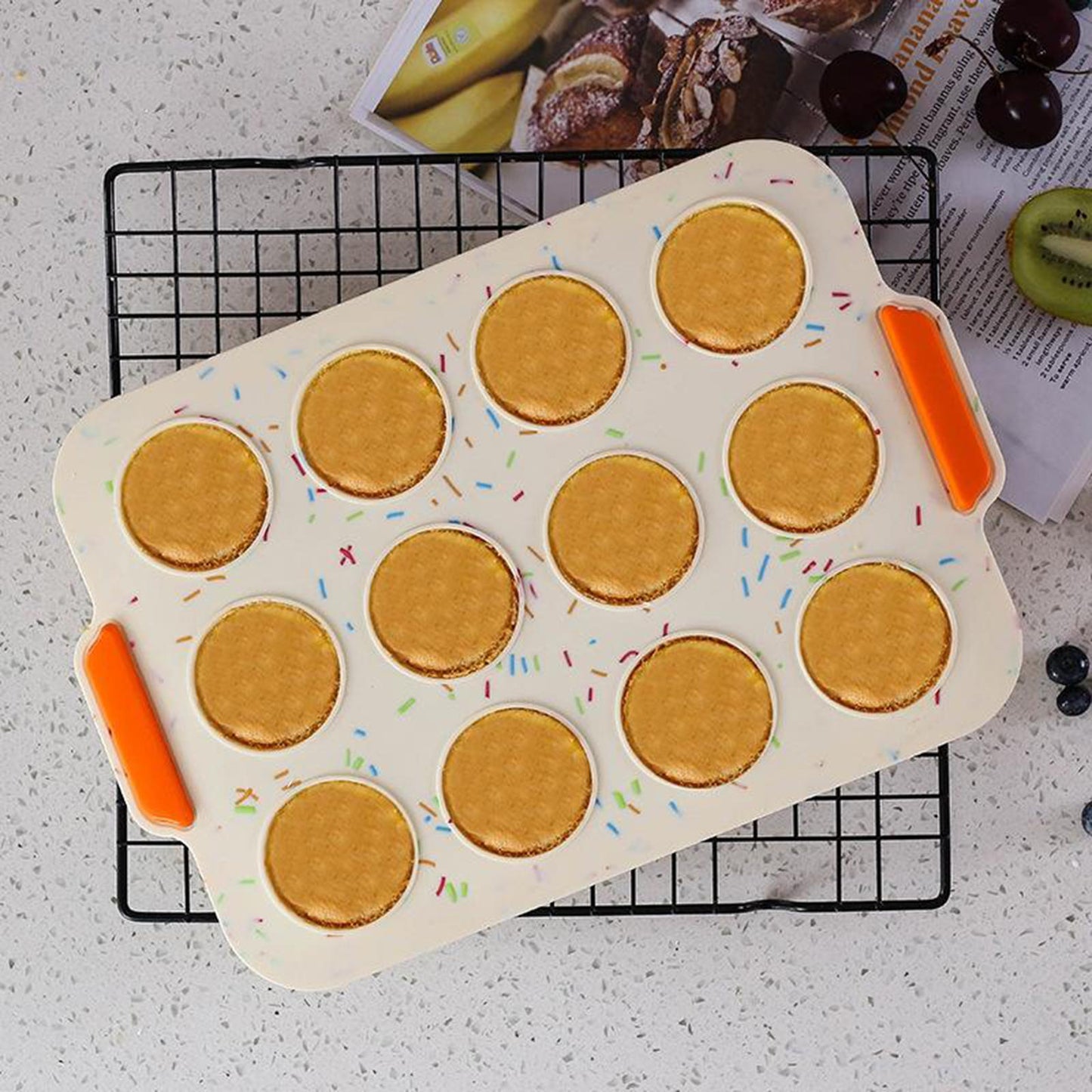 Muffin Pan Cupcake Pan Silicone Baking Mold Non-Stick for Kitchen Blue