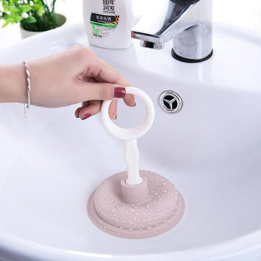 Pipeline Dredge Plunger Suction Pipe Cleaner Drain Bath Sink Cleaning Pink