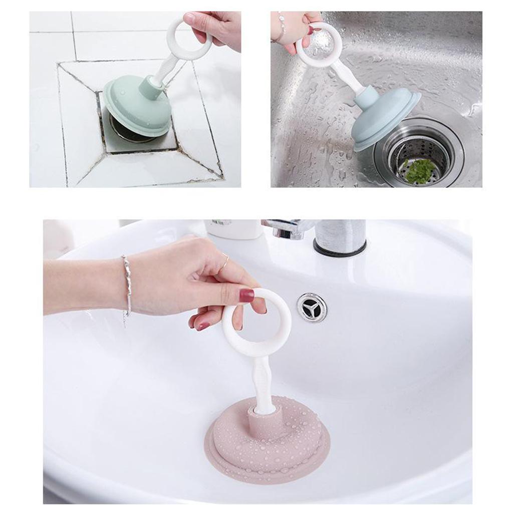 Pipeline Dredge Plunger Suction Pipe Cleaner Drain Bath Sink Cleaning Pink