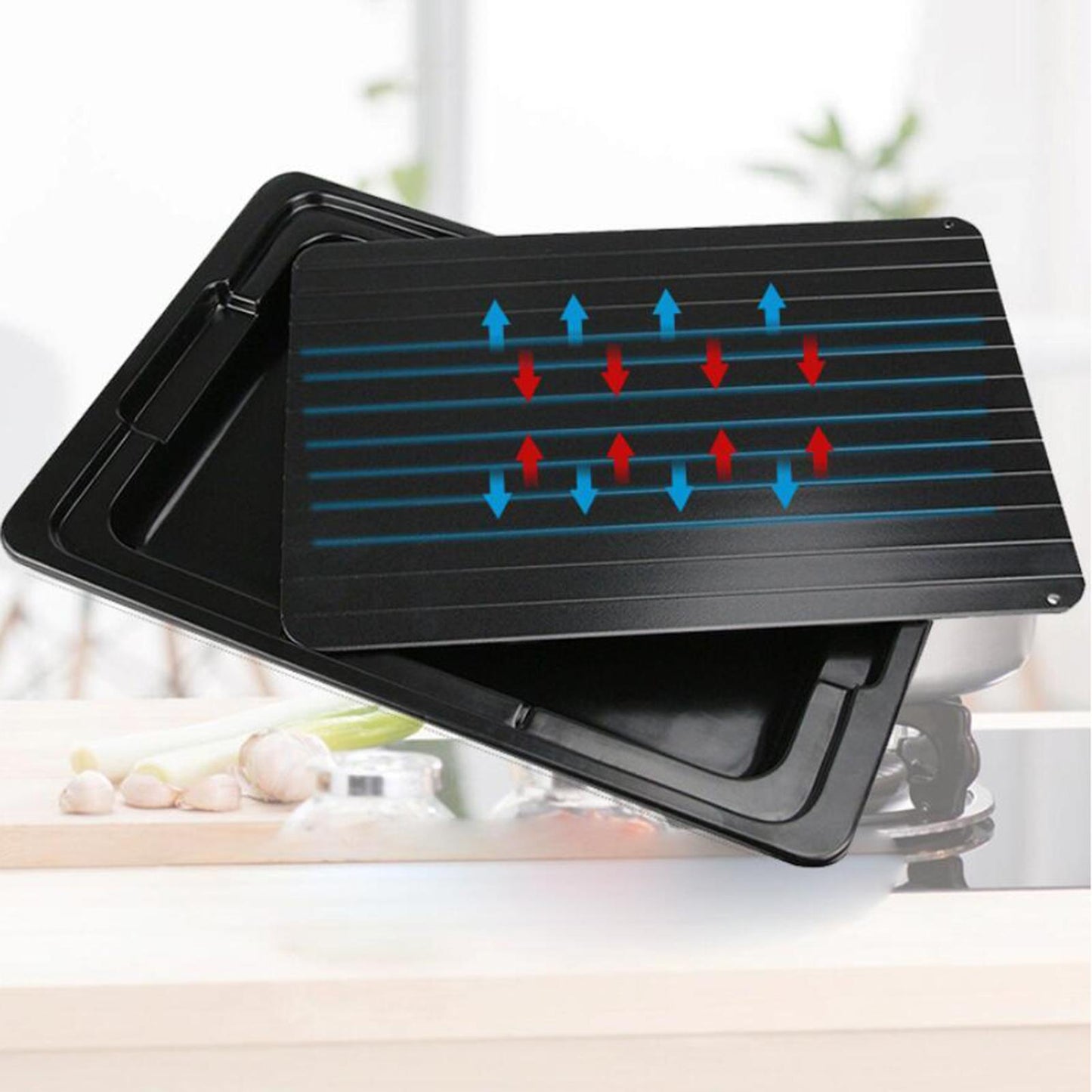 Aluminum Fast Defrosting Tray Thawing Plate Family Quick Thawing Frozen Meat 35.5x20.5x0.2cm