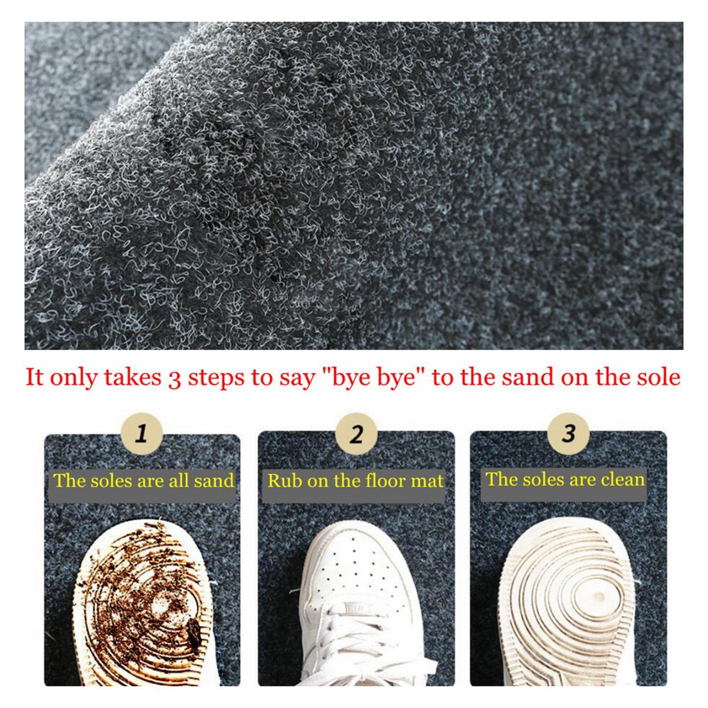 Door Mat Mats Doormats Front Entrance Door Mats Indoor & Outdoor Pure Gray 45x70cm
