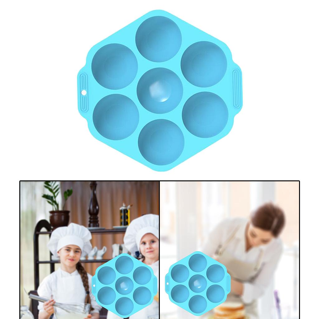 7 Holes Semi Sphere Chocolate Baking Mold for Making Hot Chocolate Bombs Blue