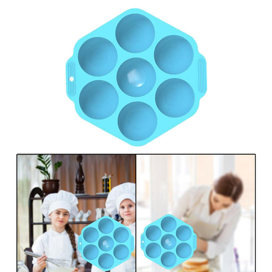 7 Holes Semi Sphere Chocolate Baking Mold for Making Hot Chocolate Bombs Blue