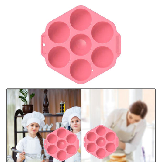 7 Holes Semi Sphere Chocolate Baking Mold for Making Hot Chocolate Bombs Pink