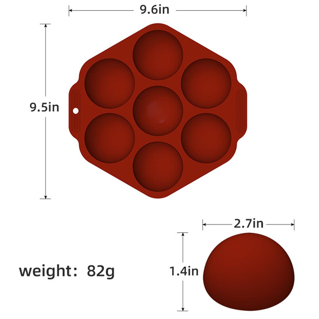 7 Holes Semi Sphere Chocolate Baking Mold for Making Hot Chocolate Bombs Pink