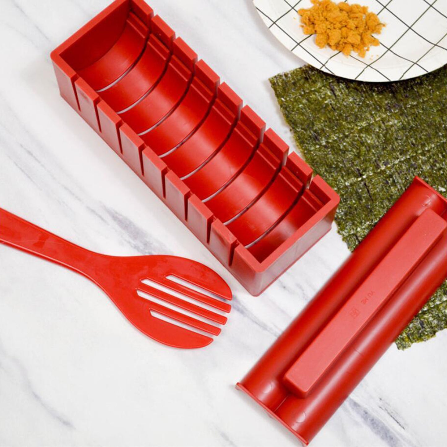 Sushi Making Kit Rice Roll Mold Making Sushi Tool for Kitchen  Red