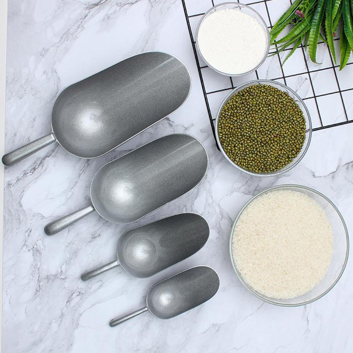Heavy Duty Ice Scoop Measuring Spoons for Grains Sugar Spices Dry Goods S