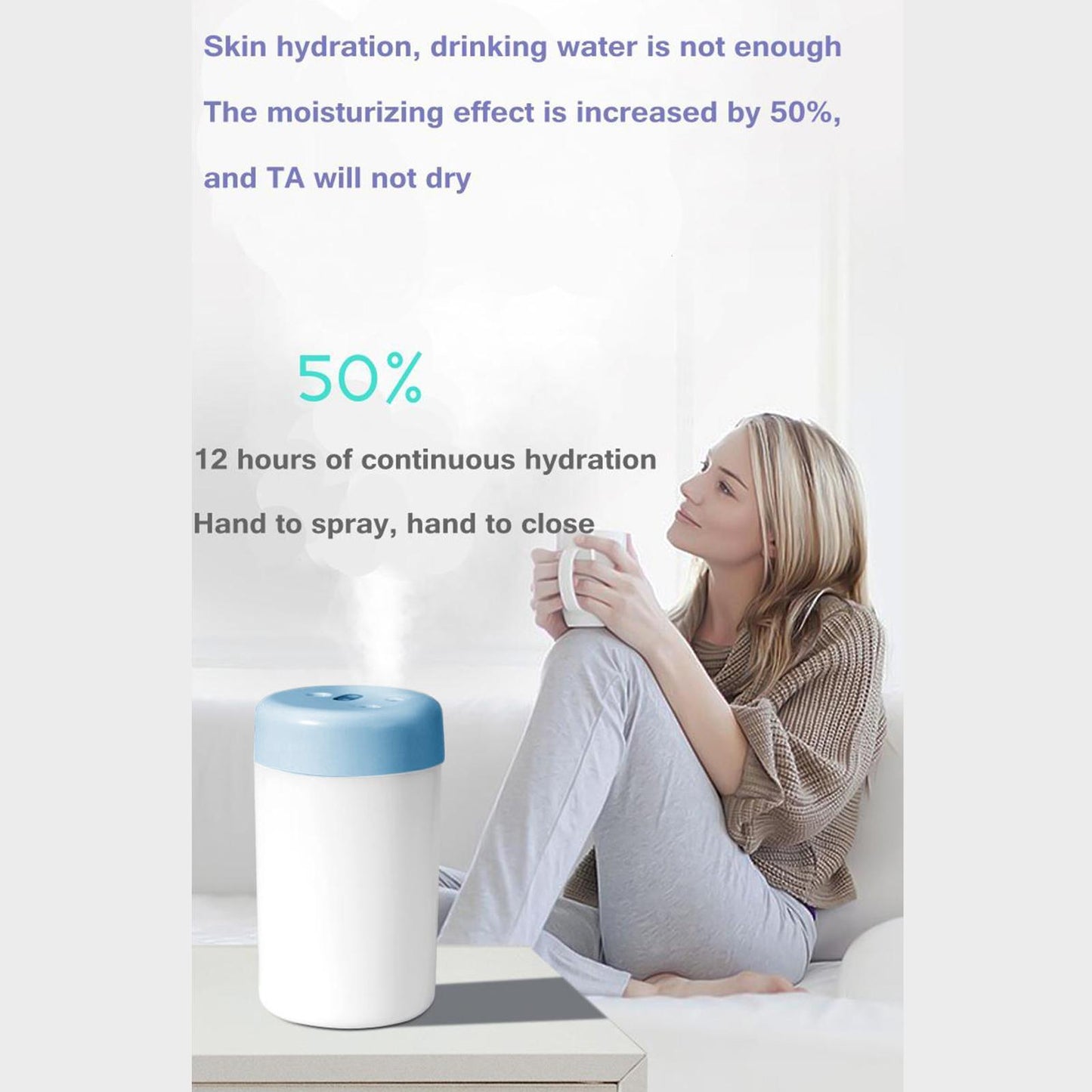 300ml Mini Humidifier USB Aroma Diffuser Air Humidifier Purifier  Blue