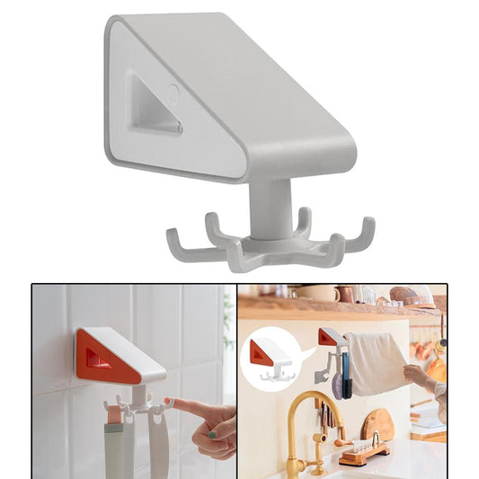 Wall Mounted Rotated Kitchen Utensil Rack Wall Hook Laundry Room gray