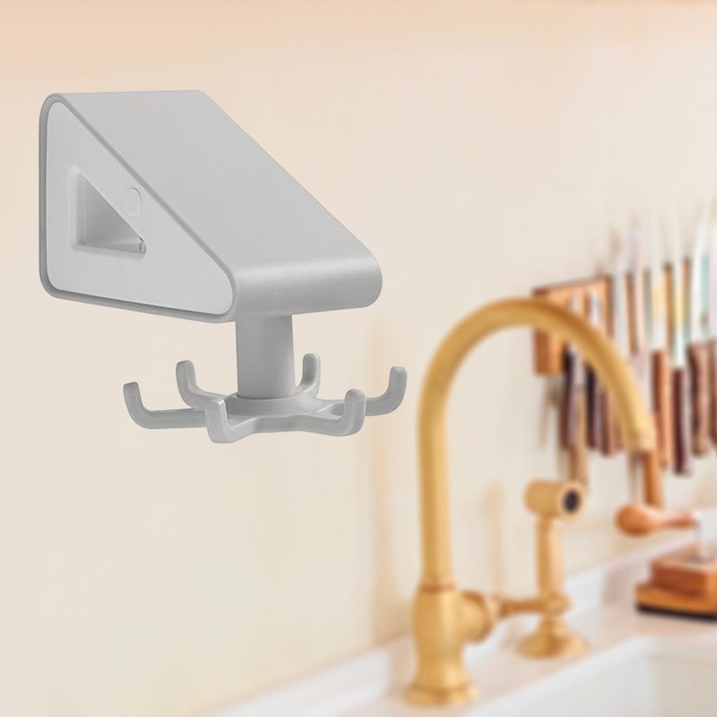 Wall Mounted Rotated Kitchen Utensil Rack Wall Hook Laundry Room gray