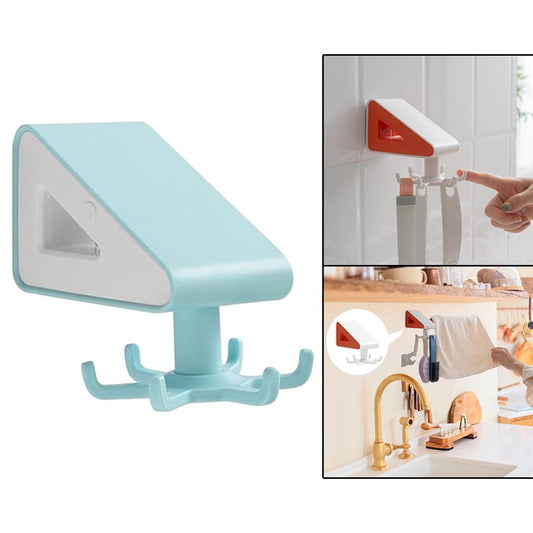 Wall Mounted Rotated Kitchen Utensil Rack Wall Hook Laundry Room light blue