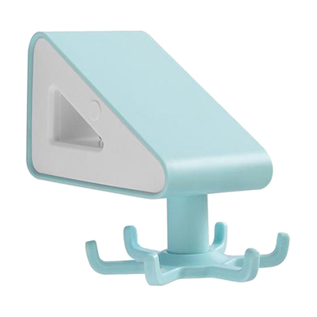 Wall Mounted Rotated Kitchen Utensil Rack Wall Hook Laundry Room light blue