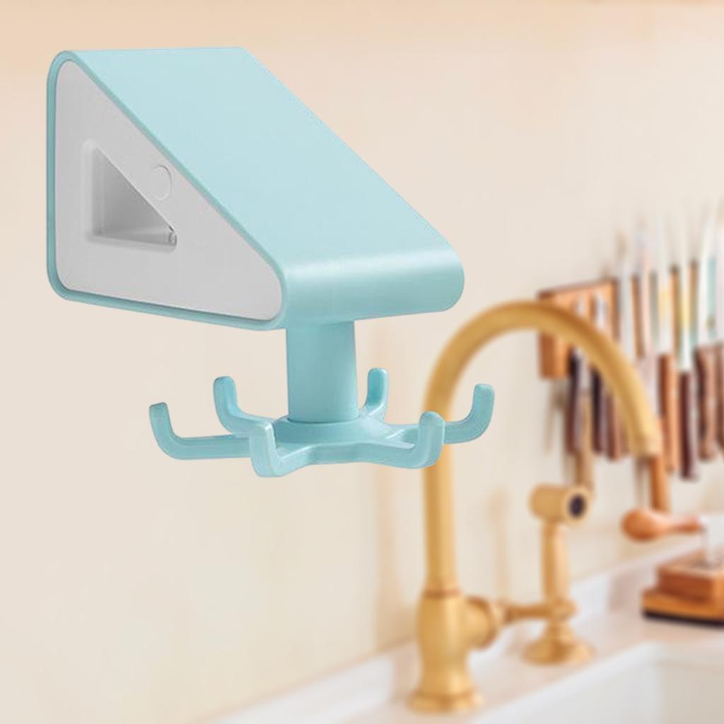 Wall Mounted Rotated Kitchen Utensil Rack Wall Hook Laundry Room light blue